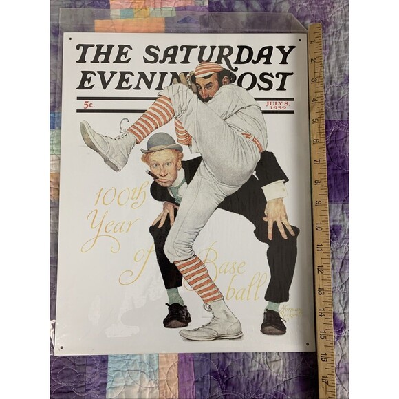 The Saturday Evening Post Norman Rockwell Metal 12.5x16 Sign Decor Bar Man Cave - Picture 3 of 3